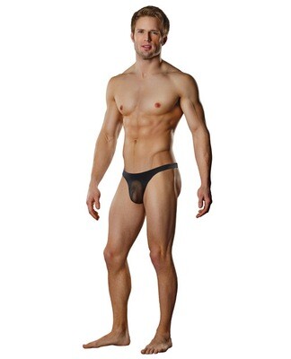 Male Power Sheer Pouch Thong - Black