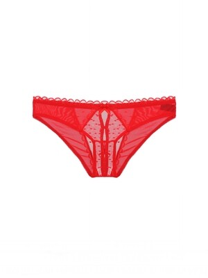 Youmita Mesh Crotchless Panty - Cherry