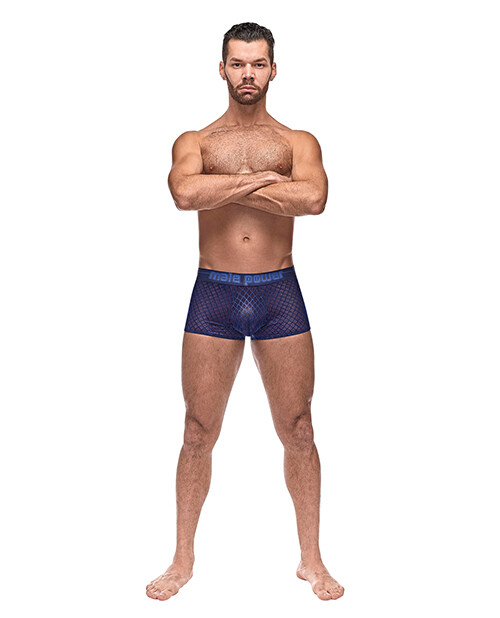 Male Power Diamond Mesh Mini Shorts - Blue