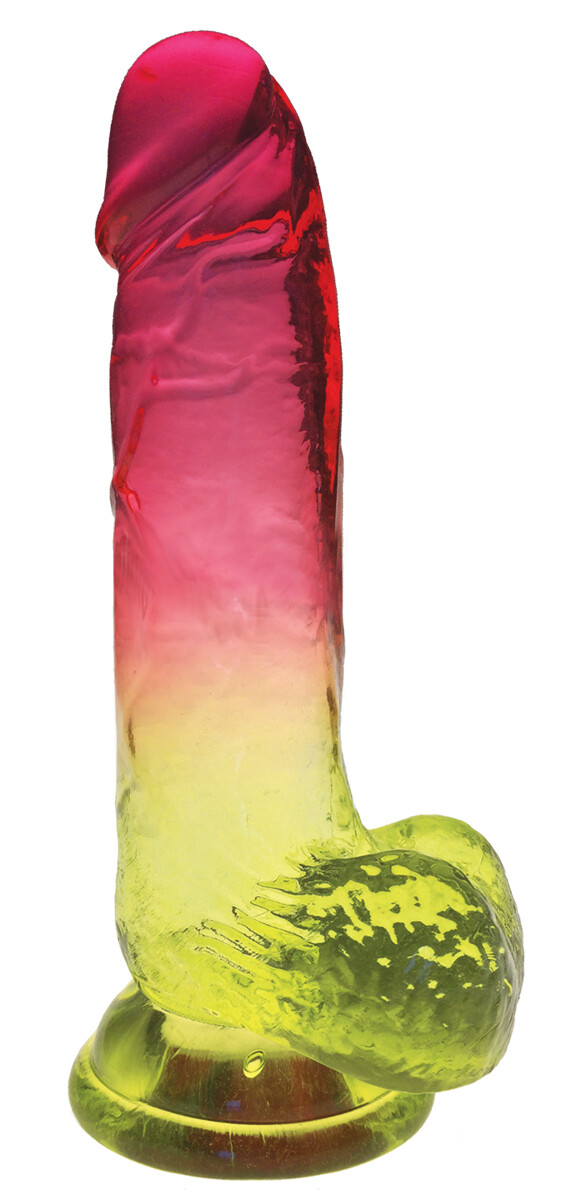 Shades 8" Suction Cup Dildo - Pink/Yellow