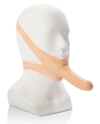 Accommodator Latex Face Strap Dong - Ivory