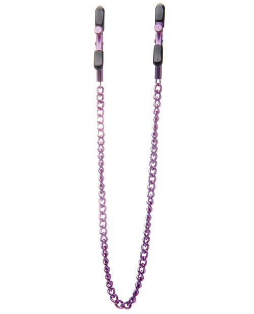 Shots Adjustable Nipple Clamps w/Chain - Purple