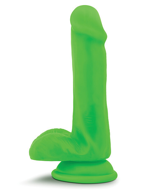 Blush Neo Dual Density 6&quot; Suction Cup Dildo w/Balls - Neon Green