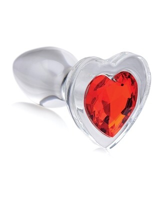 Booty Sparks Red Heart Gem Glass Plug Small