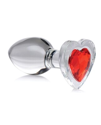 Booty Sparks Red Heart Gem Glass Plug Medium