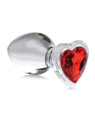 Booty Sparks Red Heart Gem Glass Plug Large