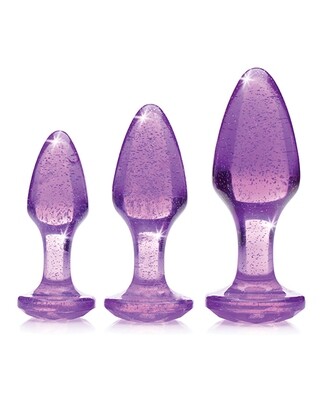 Booty Sparks Purple Glitter Glass Plug Set