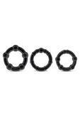 Blush Stay Hard Beaded Cock Rings 3 Pack - Black