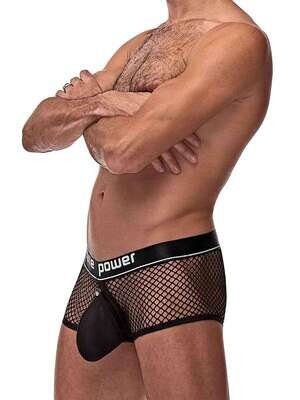 Male Power Cock Pit Short w/Snap Open Front - Black