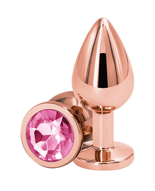 Rear Assets Rose Gold Metal Plug - Medium - Pink Round