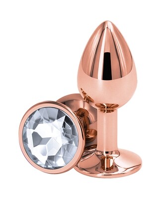 Rear Assets Rose Gold Metal Plug - Small- Clear Round