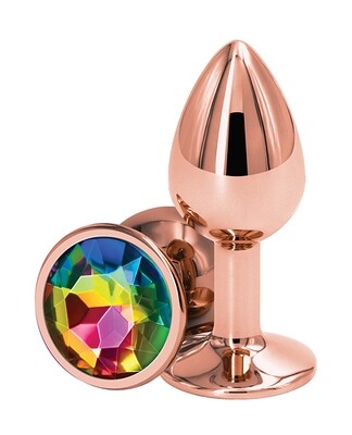 Rear Assets Rose Gold Metal Plug - Small- Rainbow Round