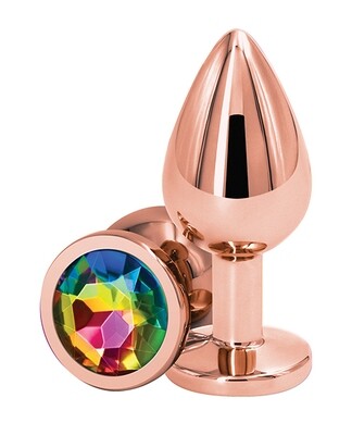 Rear Assets Rose Gold Metal Plug - Medium- Rainbow Round