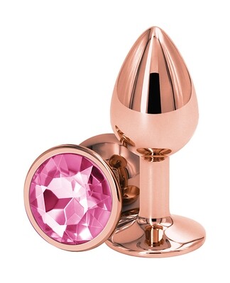 Rear Assets Rose Gold Metal Plug - Small- Pink Round