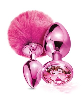 Nixie Metal Jeweled &amp; Pom Pom Plug Set - Pink