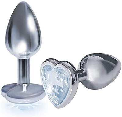 Bejeweled Heart Plug - Silver