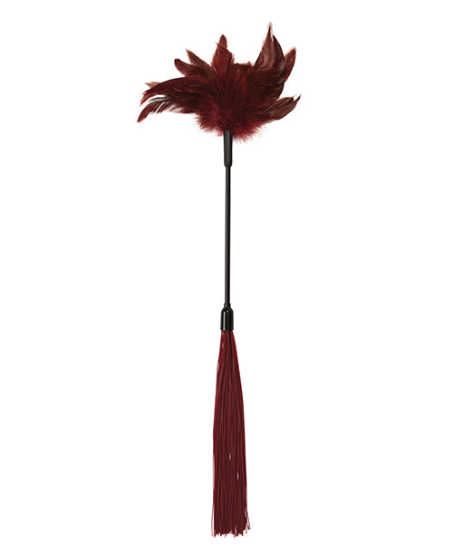 Sex &amp; Mischief Whip &amp; Feather Tickler - Burgundy