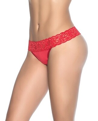 Lace Trim Thong - Red
