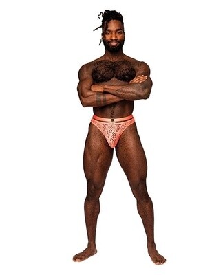 Male Power Rude Awakening Mesh Strap Thong - Neon Orange
