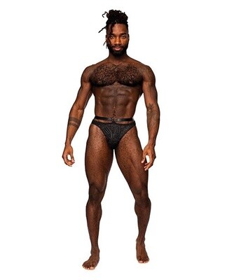 Male Power Rude Awakening Mesh Strap Thong - Black