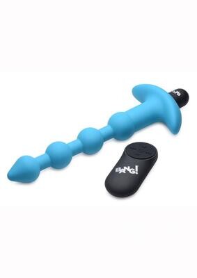 Bang! Vibrating Silicone Rechargeable Anal Beads with Remote Control-Blue