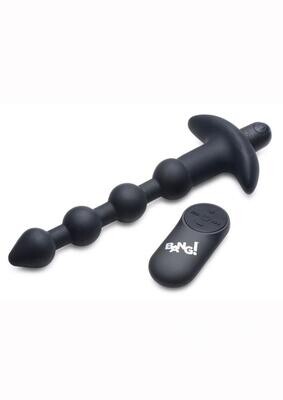 Bang! Vibrating Silicone Rechargeable Anal Beads with Remote Control-Black