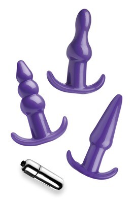 Frisky Thrill Trio Vibrating Anal Plug Set - Purple
