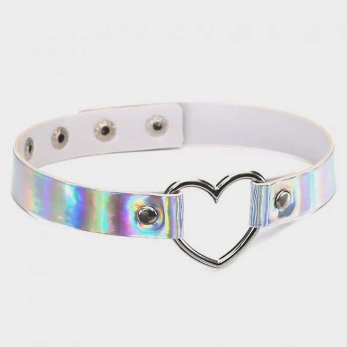 Plesur Holographic Heart Connector Collar - Silver
