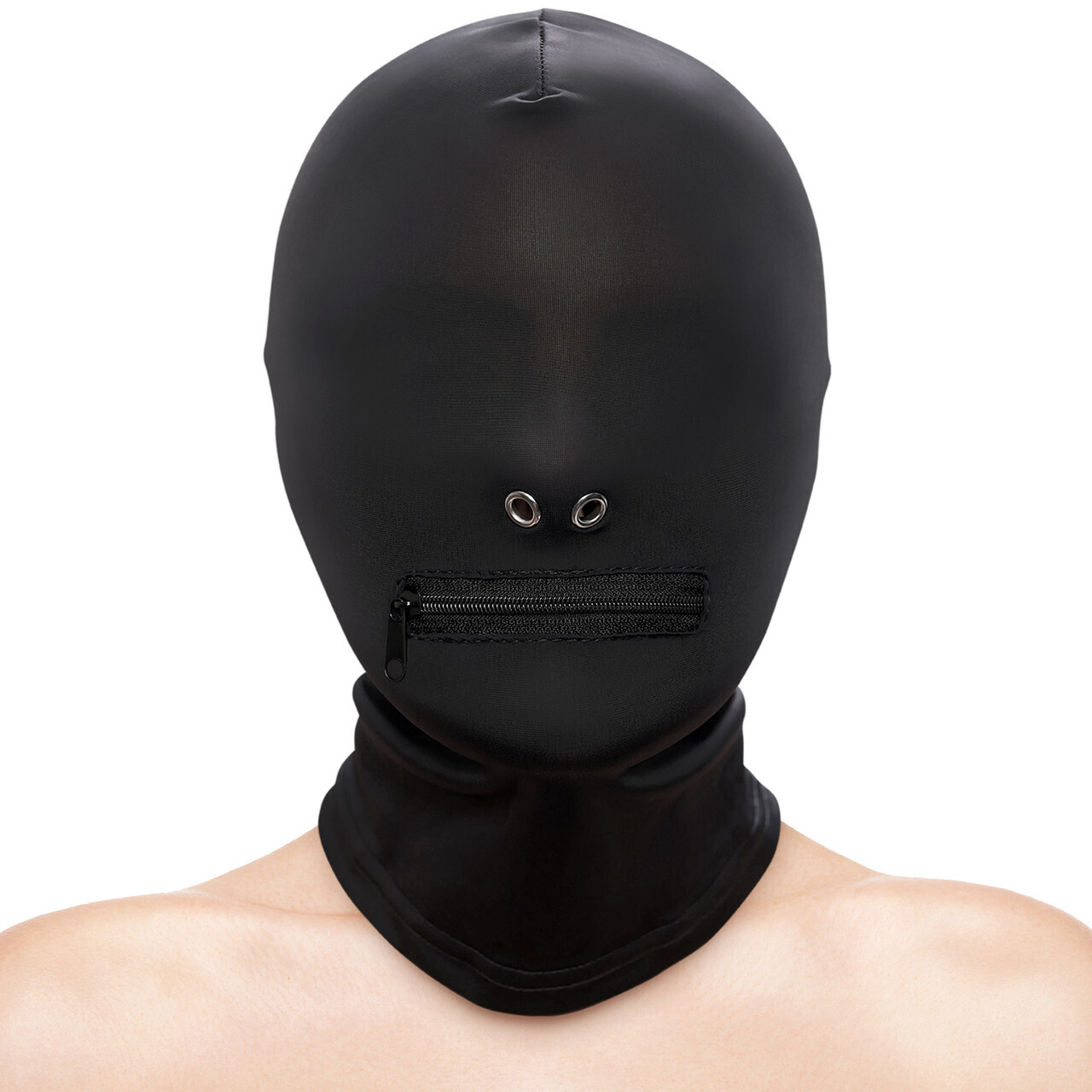 Fetish &amp; Fashion Zippered Mouth Hood - Black