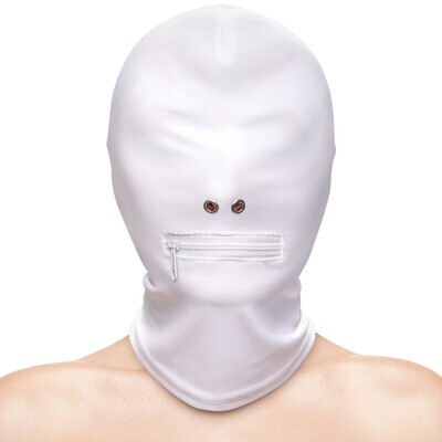 Fetish &amp; Fashion Zippered Mouth Hood - White