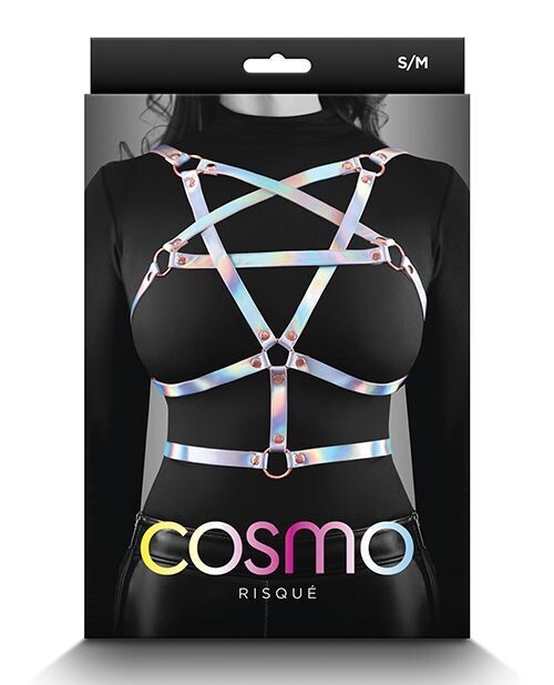 Cosmo Harness Risque Chest Harness - Rainbow, Size: Small/Medium