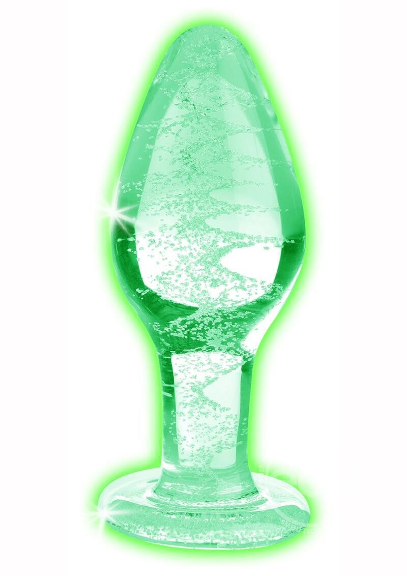 Booty Sparks Glow In The Dark Glass Anal Plug - Large