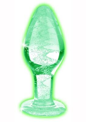 Booty Sparks Glow In The Dark Glass Anal Plug - Large