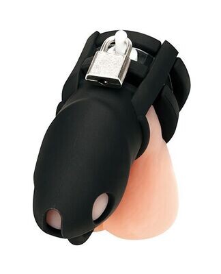 Blue Line 2&quot; Silicone Mini Cock Cage With Ball Divider - Black