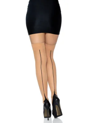 Leg Avenue Contrast Back Seam Stockings One Size - Nude