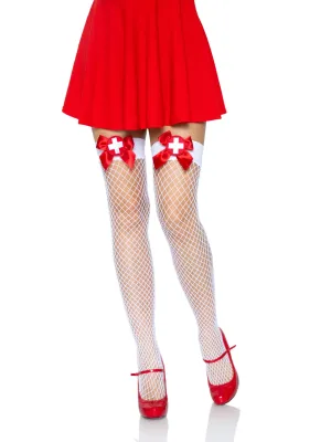 Leg Avenue Nurse Net Thigh Highs - One Size