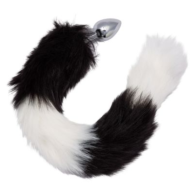 Running Wild Tail &amp; Metallic Anal Probe - Black &amp; White