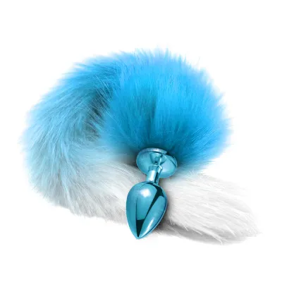 Nixie Metal Butt Plug Fur Tail - Blue