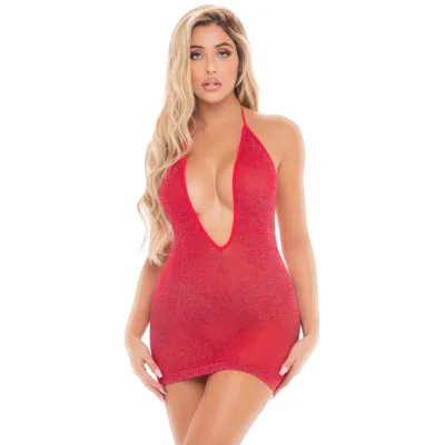 Pink Lipstick Love Bite Halter Dress - Red