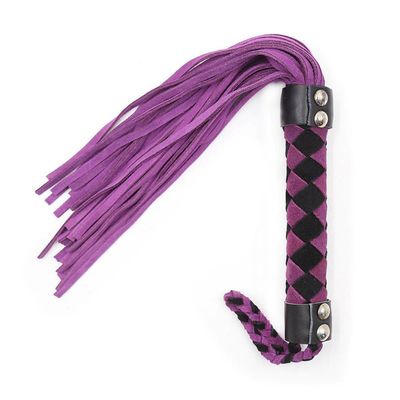 Plesur 15&quot; Suede Leather Flogger - Purple/Black