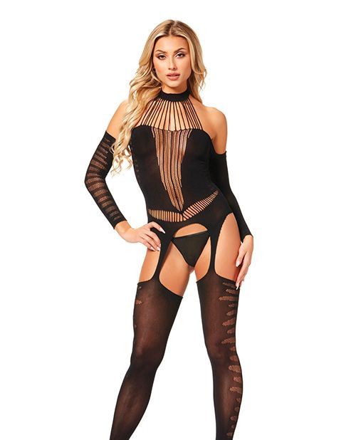 Seven til Midnight Halter Body Stocking Jumpsuit Black