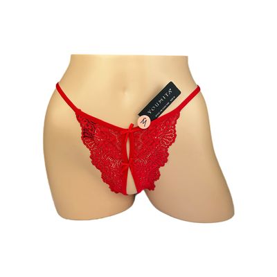 Youmita Crotchless Lace G String - Red
