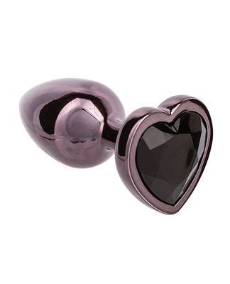 Jewel Black Diamond Heart Butt Plug - Small