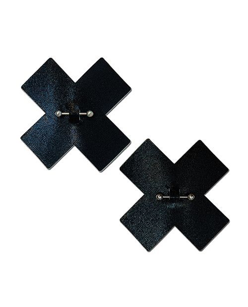 Pastease Liquid Black Cross w/Barbell Piercing - Black