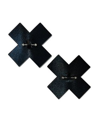 Pastease Liquid Black Cross w/Barbell Piercing - Black