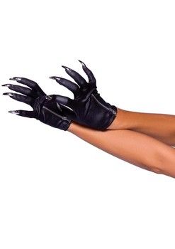 Leg Avenue Zip-Up Claws Gloves - OS - Black