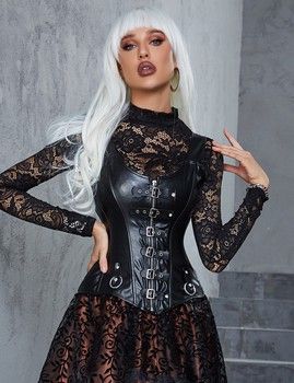 OhYeah Faux Leather Buckle Corset