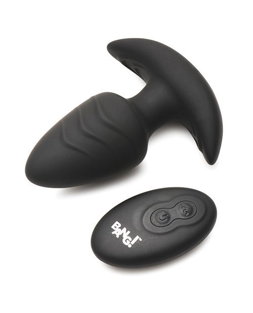 Bang! Rotating &amp; Vibrating Tapered Butt Plug w/Remote - Black