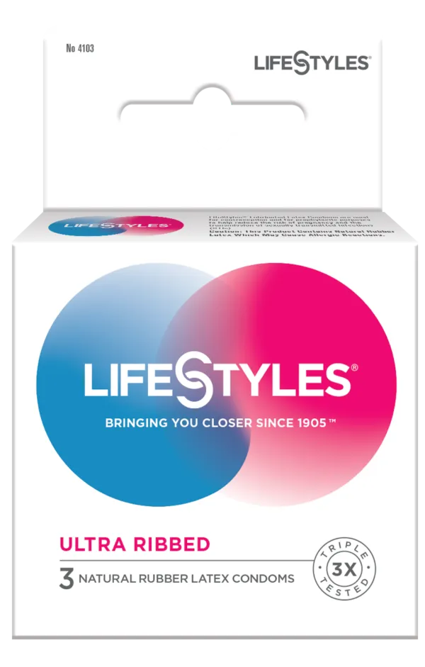 Lifestyles Ribbed Condoms 3 Pack