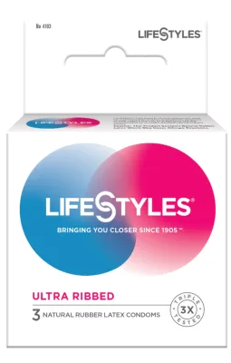 Lifestyles Ribbed Condoms 3 Pack
